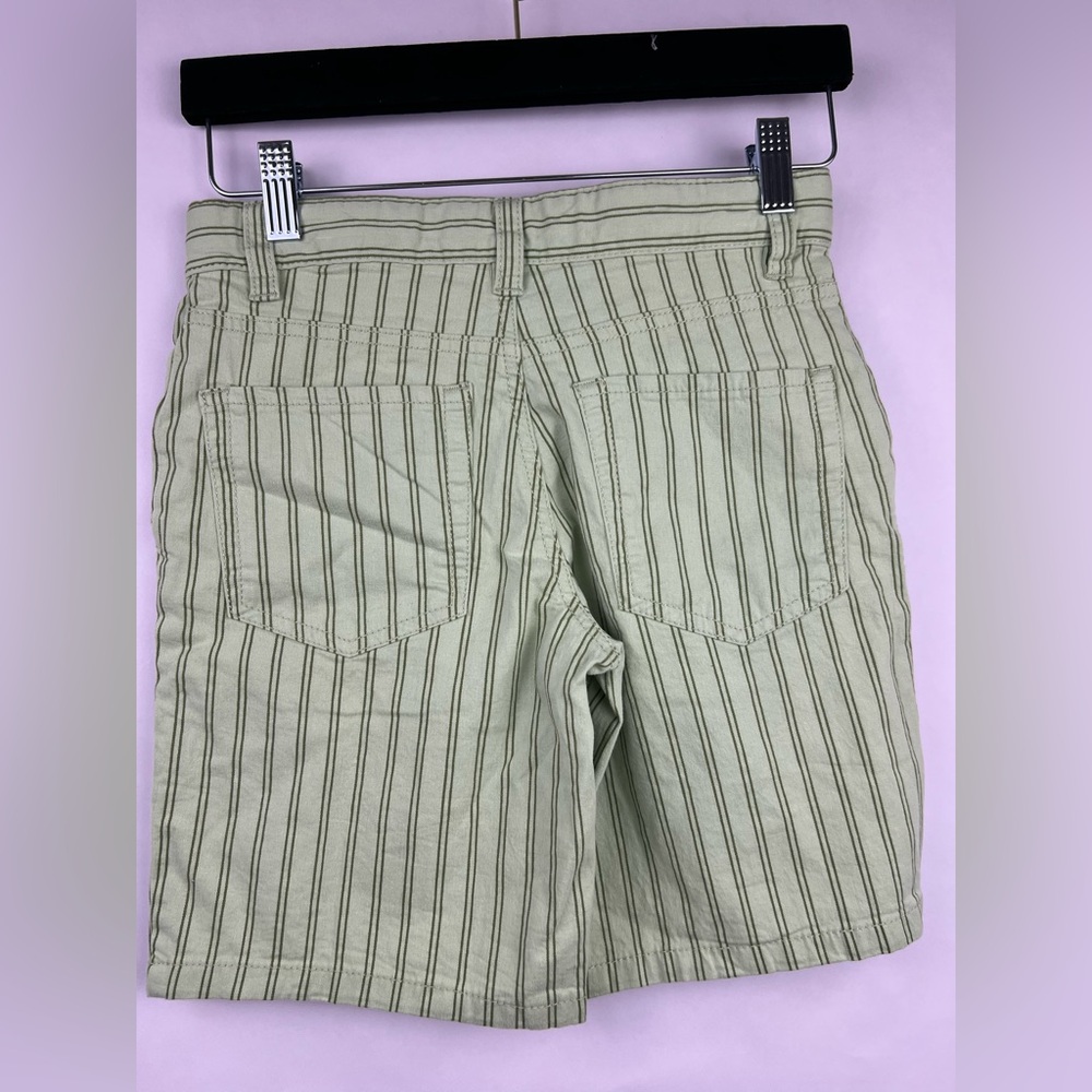 Cat & Jack, Flat-Front Shorts, Green Stripe, Cotton Stretch, Adjustable Waist - Picture 5 of 9